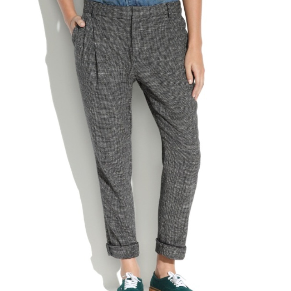 Madewell tailored trouser in black/white grid size 0